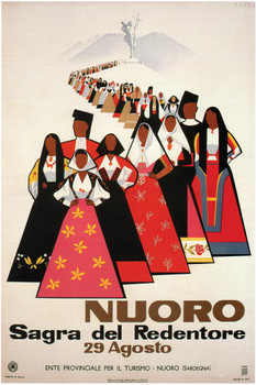 Nuoro Italy Sagra del Redentore Vintage Travel Cool Wall Art Print Poster 16x24