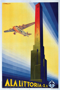 Ala littoria Mussolini Italian Airline Italy Vintage Travel Cool Wall Art Print Poster 16x24