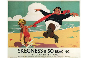 Skegness England is so Bracing Funny Beach Vintage Travel Cool Wall Art Print Poster 16x24