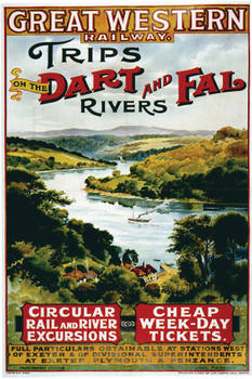 Great Western Railway Dart Fal Rivers Vintage Illustration Travel Art Deco Vintage French Wall Art Nouveau 1920 French Advertising Vintage Poster Prints Cool Wall Art Print Poster 16x24