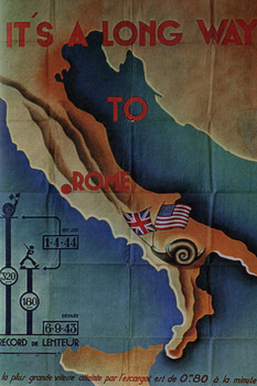 Its Long Way to Rome Italy Antiqued Vintage Travel Cool Wall Art Print Poster 16x24