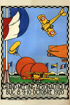 Grand Meeting Aeronautique Air Show 1920 France French Vintage Travel Cool Wall Art Print Poster 16x24