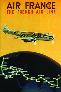 Air France French Air Line Vintage Travel Cool Wall Art Print Poster 16x24