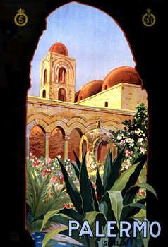 Palermo Italy Vintage Illustration Travel Art Deco Vintage French Wall Art Nouveau 1920 French Advertising Vintage Poster Prints Art Nouveau Decor Cool Wall Art Print Poster 16x24