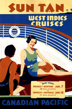 Canadian Pacific Steamship Ocean Liner Cruise Ship Sun Tan West Indies Cruises Vintage Ad Cool Wall Art Print Poster 16x24