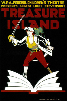 WPA Treasure Island Childrens Theater Play Musical Vintage Illustration Travel Cool Wall Art Print Poster 16x24