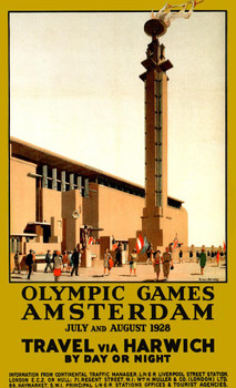 Olympic Games Amsterdam 1928 London England Tourism Sports Vintage Illustration Travel Cool Wall Art Print Poster 16x24