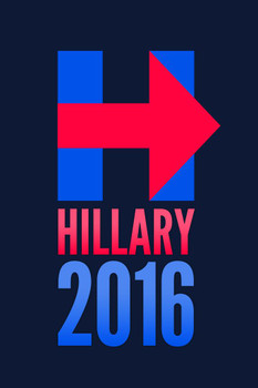 Laminated Vote Hillary Clinton President 2016 Blue Red Arrow Campaign Poster 12x18