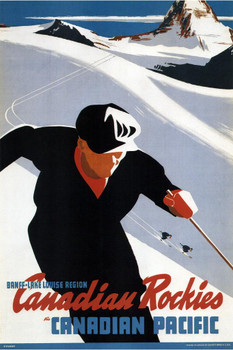 Laminated Canadian Rockies Skiing Winter Vintage Illustration Art Deco Vintage French Wall Art Nouveau 1920 French Advertising Vintage Poster Prints Art Nouveau Decor Poster Dry Erase Wall Art 12x18