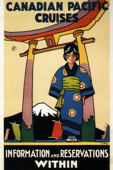 Laminated Canadian Pacific Cruises Canada Japan Vintage Travel Poster Dry Erase Wall Art 12x18