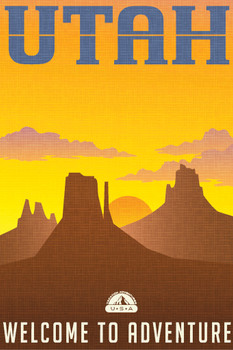 Utah Welcome To Adventure Retro Travel Art Cool Wall Decor Art Print Poster 12x18