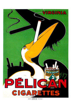 Laminated Pelican Cigarettes Tobacco Smoking Vintage Illustration Art Deco Vintage French Wall Art Nouveau 1920 French Advertising Vintage Poster Prints Art Nouveau Decor Poster Dry Erase Wall Art 12x18
