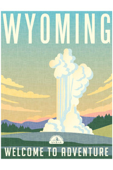 Wyoming Welcome To Adventure Retro Travel Art Cool Wall Decor Art Print Poster 24x36