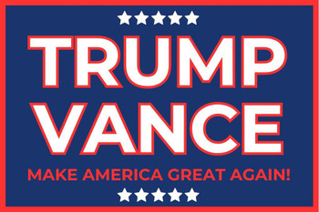 Laminated Trump Poster Donald Trump JD Vance Blue 2024 President Campaign Poster Dry Erase Wall Art 36x24
