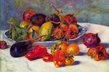 Pierre Auguste Renoir Still Life with Fruit Realism Romantic Artwork Renoir Canvas Wall Art French Impressionist Art Posters Portrait Painting Fruit Wall Decor Cool Wall Art Print Poster 18x12