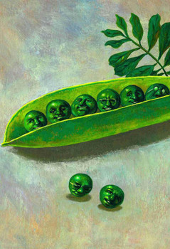 Laminated Peas in a Pod Vintage Illustration Funny Office Wall Art Print Quirky Surreal Poster Dry Erase Wall Art 16x24