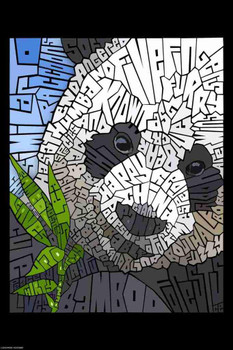 Curtis Epperson Panda Word Mosaic Art Hand Drawn Cool Wall Art Print Poster 24x36
