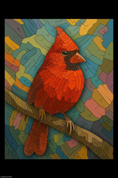 Curtis Epperson Cardinal Word Mosaic Art Hand Drawn Cool Wall Art Print Poster 12x18