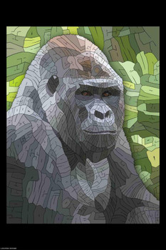 Curtis Epperson Silverback Gorilla Word Mosaic Art Hand Drawn Cool Wall Art Print Poster 12x18