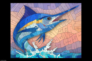 Curtis Epperson Marlin Word Mosaic Art Hand Drawn Cool Wall Art Print Poster 12x18