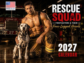 Sexy Firefighter Dog Fire Rescue Dogs Calendar 2027 Monthly Wall | American Made In The USA