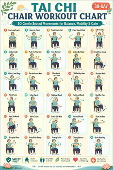 Tai Chi Chair Workout Chart Print Poster 24x36