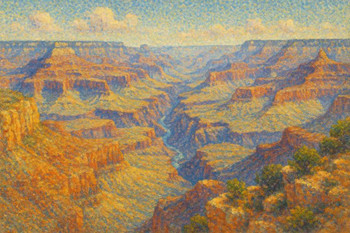 Laminated Grand Canyon National Park Pointillist Landscape Wall Art Print Poster 12x18
