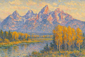 Laminated Grand Teton National Park Impressionist Landscape Wall Art Print Poster 12x18