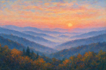 Laminated Great Smoky Mountains National Park Impressionist Landscape Wall Art Print Poster 12x18