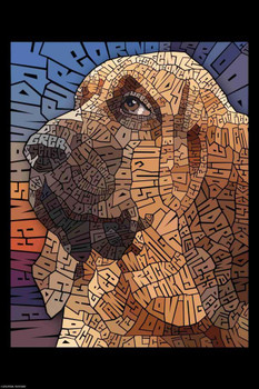 Laminated Curtis Epperson Bloodhound Dog Word Mosaic Art Hand Drawn Poster Dry Erase Wall Art 12x18