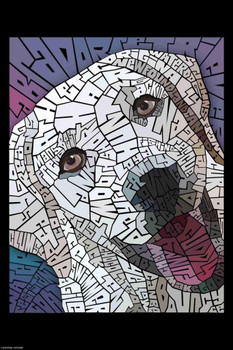 Laminated Curtis Epperson Labrador Retriever Word Mosaic Art Hand Drawn Poster Dry Erase Wall Art 12x18