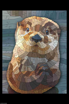 Laminated Curtis Epperson Sea Otter Word Mosaic Art Hand Drawn Poster Dry Erase Wall Art 12x18