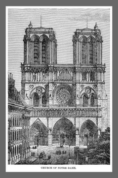 Laminated Notre Dame Cathedral Paris France French Gothic Poster Dry Erase Wall Art 12x18