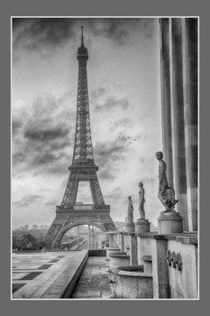 Laminated Eiffel Tower Paris French Architecture Sculpture Trocadero Poster Dry Erase Wall Art 12x18
