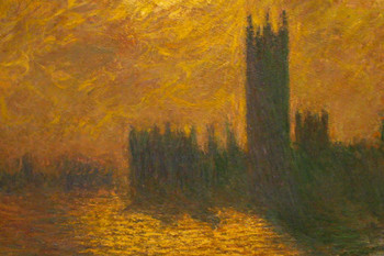 Claude Monet Houses Of Parliament Stormy Sky Impressionist French Nature Landscape Painting Cool Wall Art Print Poster 36x24