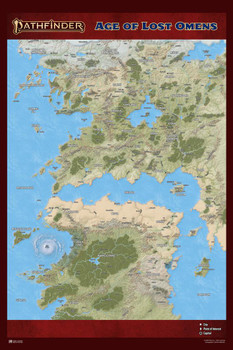 Laminated Pathfinder Lost Omen Map Lands Of Inner Sea Poster Dry Erase Wall Art 24x36