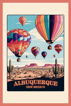 Laminated New Mexico Albuquerque Balloon Festival Desert Travel Poster Poster Dry Erase Wall Art 24x36