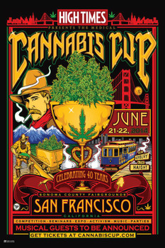 Laminated High Times Cannabis Cup San Francisco 2014 Poster Dry Erase Wall Art 24x36