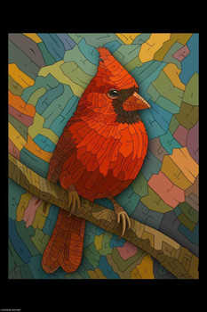 Laminated Curtis Epperson Cardinal Word Mosaic Art Hand Drawn Poster Dry Erase Wall Art 24x36