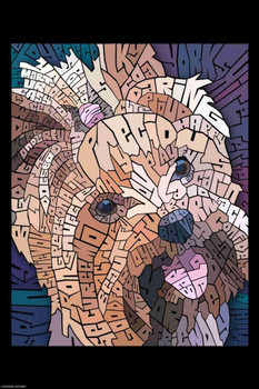 Laminated Curtis Epperson Yorkie Dog Word Mosaic Art Hand Drawn Poster Dry Erase Wall Art 24x36