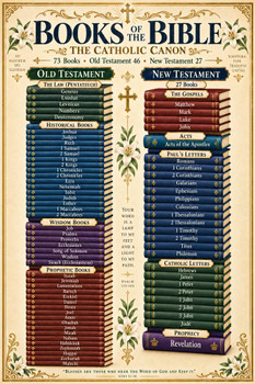Laminated Catholic Books Of The Bible Poster For Classroom Print Poster 24x36