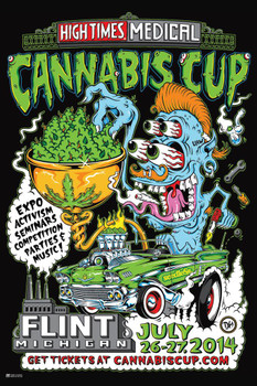 Laminated High Times Cannabis Cup Michigan 2014 Poster Dry Erase Wall Art 16x24
