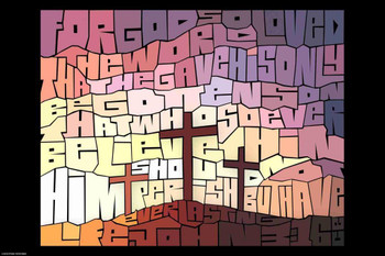 Laminated Curtis Epperson Three Crosses Word Mosaic Art Hand Drawn Poster Dry Erase Wall Art 16x24