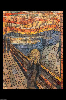 Laminated Curtis Epperson The Scream Munch Word Mosaic Art Hand Drawn Poster Dry Erase Wall Art 16x24