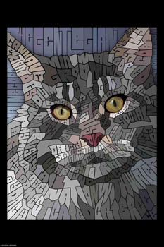 Laminated Curtis Epperson Maine Coon Cat Word Mosaic Art Hand Drawn Poster Dry Erase Wall Art 16x24