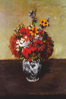 Cezanne Dahlias In A Delft Vase Impressionist Posters Paul Cezanne Art Prints Nature Landscape Painting Flower Wall Art French Artist Decor Garden Romantic Art Cool Wall Art Print Poster 24x36