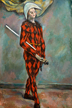 Cezanne Harlequin Impressionist Posters Paul Cezanne Art Prints Human Pattern Painting Wall Art French Artist Wall Decor Standing Theatre Romantic Art Cool Wall Art Print Poster 24x36