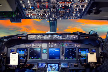 Cockpit Poster Cessna Flight Deck F 16 737 Airplane Cockpit at Sunset Photo Photograph Cool Wall Decor Cool Wall Decor Art Print Poster 18x12