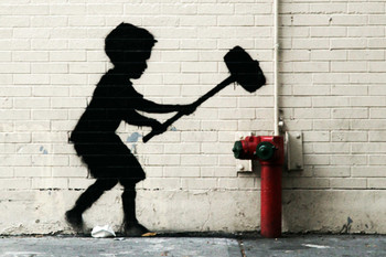 Banksy Hammer Boy Street Art Banksy Canvas Print Bansky Modern Art Grafitti Canvas Wall Art Street Art Prints Graffiti Art For Wall Art Canvas Retro Pop Art Cool Wall Decor Art Print Poster 18x12