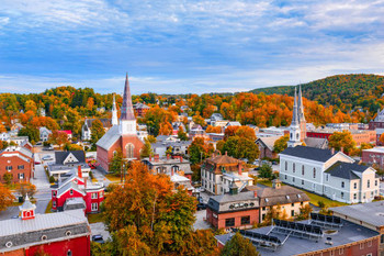 Autumn Scene Montpelier Vermont Skyline Photo Photograph Cool Wall Decor Art Print Poster 36x24